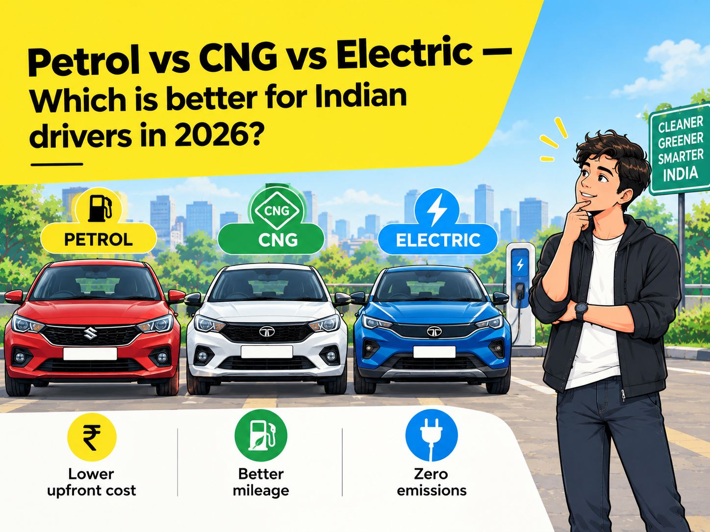 Petrol vs CNG vs electric — which is better for Indian drivers in 2026